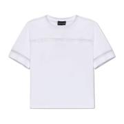 Emporio Armani T-shirt med spetsinsatser White, Dam