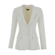 Elisabetta Franchi Polyester Single-Breasted Jacket White, Dam