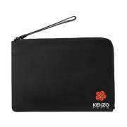 Kenzo Läder Logo Print Clutch Black, Dam