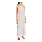 Loulou Studio Adela Silk One-Shoulder Maxi Klänning Gray, Dam