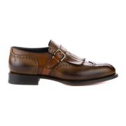 Santoni Business-skor i läder med fransar Brown, Herr