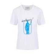 Iceberg Roma Print Vit T-shirt Regular Fit White, Dam