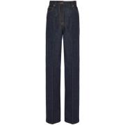 Salvatore Ferragamo Straight Trousers Blue, Dam