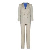 Kiton Single Breasted Suits Beige, Herr