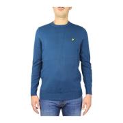 Lyle & Scott Cotton Merino Crew Jumper Blue, Herr