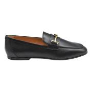 Tod's Svart läder T Ring loafers Black, Dam