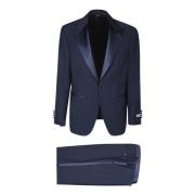 Canali Single Breasted Suits Blue, Herr