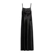 Max Mara Svart Satin Ärmlös Klänning Black, Dam