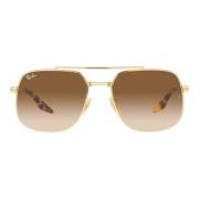 Ray-Ban RB 3699 Sunglasses, Gold Frame, Light Brown Lenses Brown, Herr