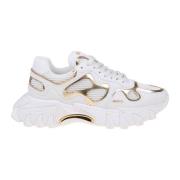 Balmain Vita/Guld Läder Sneakers White, Dam