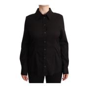 Dolce & Gabbana Svart Bomull Krage Polo Topp Black, Dam