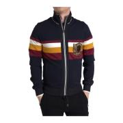 Dolce & Gabbana Blå Heraldic Full Zip Tröja Multicolor, Herr