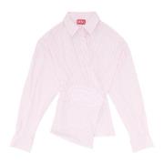 Diesel Randig wrap skjorta med präglat logotyp Pink, Dam