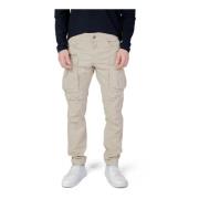 Replay Plain Zip and Button Slim-fit Trousers Beige, Herr