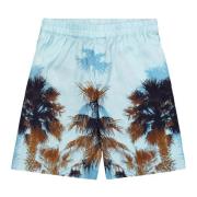 Laneus Turkos Palm Print Bermuda Shorts Blue, Herr