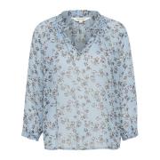 Part Two Faded Denim Scattered Flower Blus Multicolor, Dam