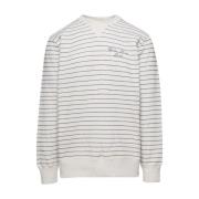 Golden Goose Randig Bomull Crew Neck Sweatshirt White, Herr