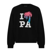 Palm Angels Herr Crew Neck Sweatshirt Black, Herr