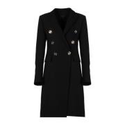 Pinko Elegant Dubbelknäppt Kappa Black, Dam