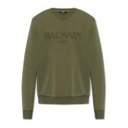 Balmain Sweatshirt med logotryck Green, Herr