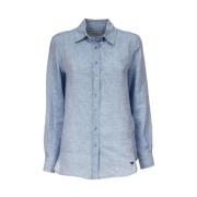 Max Mara Weekend Klassisk linneskjorta med spetsig krage Blue, Dam