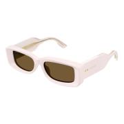Gucci Stiliga kvinnors rektangulära solglasögon White, Dam