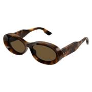 Gucci Ovala solglasögon i Havana Tortoise Brown, Unisex