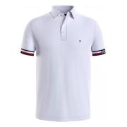Tommy Hilfiger Monotype Flag Cuff Polo Shirt White, Herr