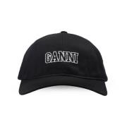 Ganni Baseballkeps med logotyp Black, Dam
