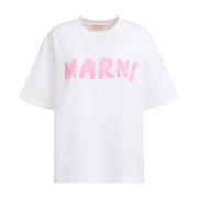 Marni Vit Logotyp T-shirt White, Dam