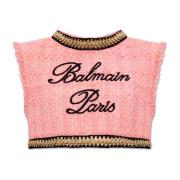 Balmain Tweed crop top Pink, Dam