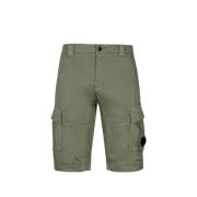 C.p. Company Stretch Sateen Cargo Shorts med Lens Detalj Green, Herr