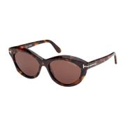 Tom Ford Oval Havana Solglasögon Brown, Dam