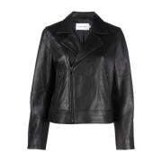Calvin Klein Leather Jackets Black, Dam