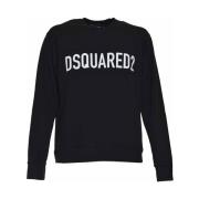 Dsquared2 Svart Bomull Crewneck Sweatshirt med Logotyptryck Black, Her...
