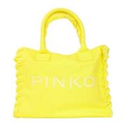 Pinko Gul Beach Shopper i Återvunnen Canvas Yellow, Dam