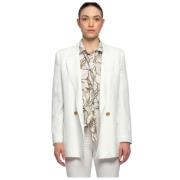 Kocca Elegant Linen Blend Double-Breasted Blazer White, Dam