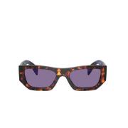 Prada Brun Tortoise Solglasögon med Lila Linser Multicolor, Unisex