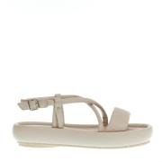 Patrizia Bonfanti Beige Låg Kilklack Lädersandal Beige, Dam