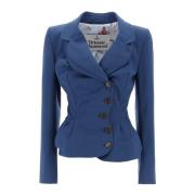 Vivienne Westwood Draped Slim-Fit Tailored Jacket Blue, Dam