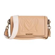 Love Moschino Beige Dam Axelväska med Logotyp Beige, Dam