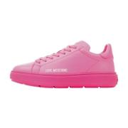 Love Moschino Rosa Läder Sneakers för Kvinnor Pink, Dam