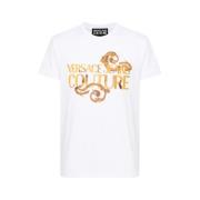 Versace Jeans Couture Vit Barock Guld Logo T-shirt White, Herr