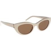 Saint Laurent Stiliga Solglasögon för Kvinnor Beige, Dam