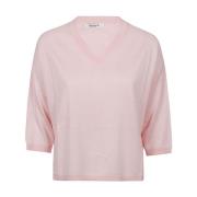 Kangra Rosa V-ringad silke och kaschmir topp Pink, Dam