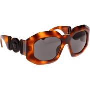 Versace Ikoniska solglasögon med enhetliga linser Brown, Dam