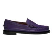 Sebago Klassiska läderpennyloafers Purple, Dam