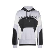 Alexander McQueen Grå Bomullslogo Hoodie Gray, Herr