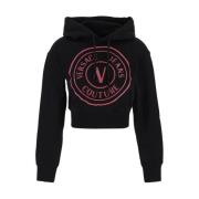 Versace Jeans Couture Bomull Logo Hoodie Black, Dam