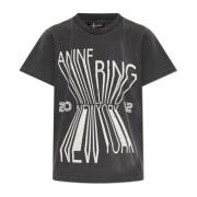 Anine Bing T-shirt med logotyp Gray, Dam